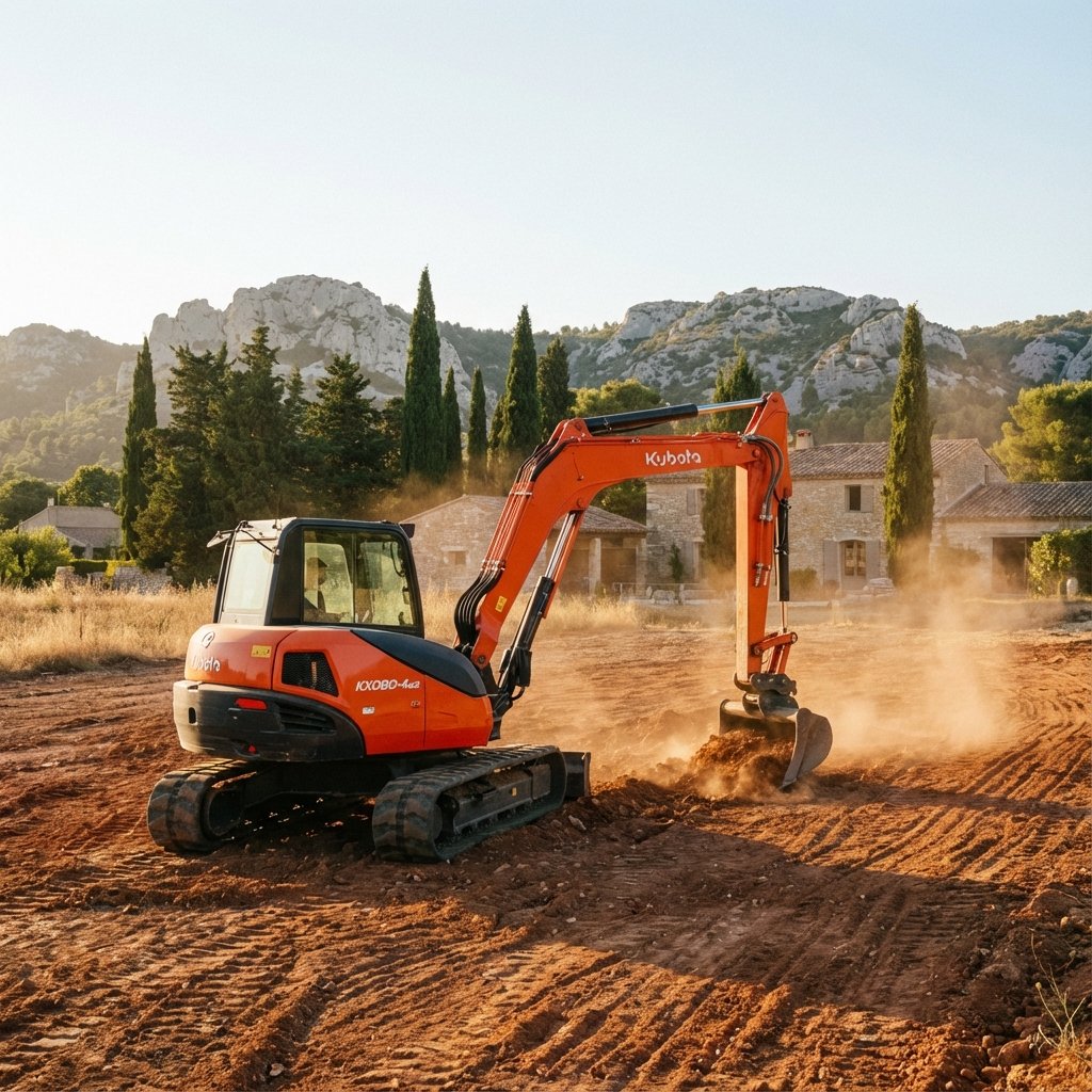 Chantier terrassement mini-pelle Provence Alpilles
